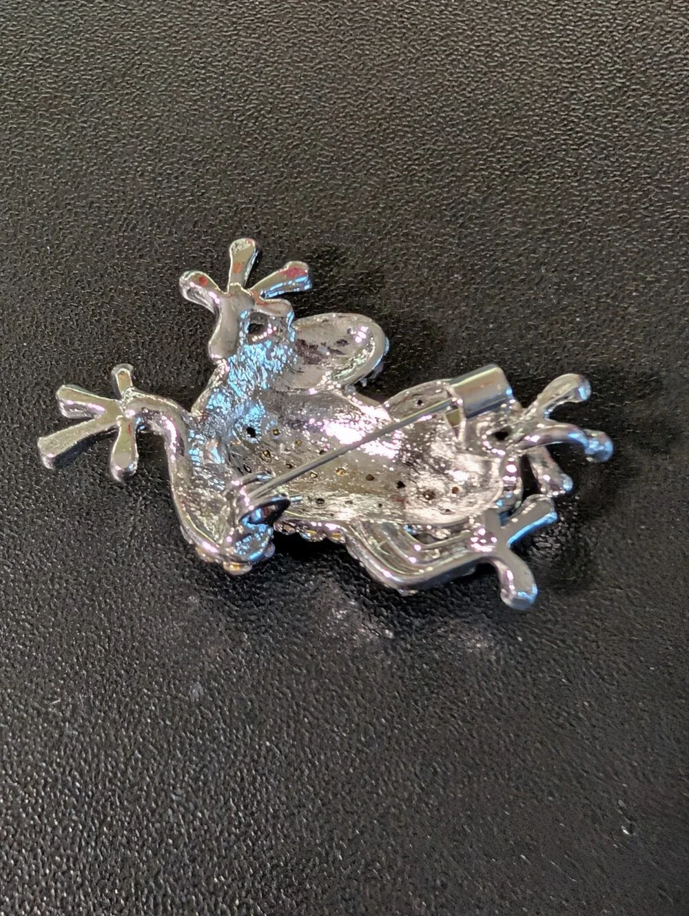 Crystal Frog Brooch - Purple and Light Blue Accent